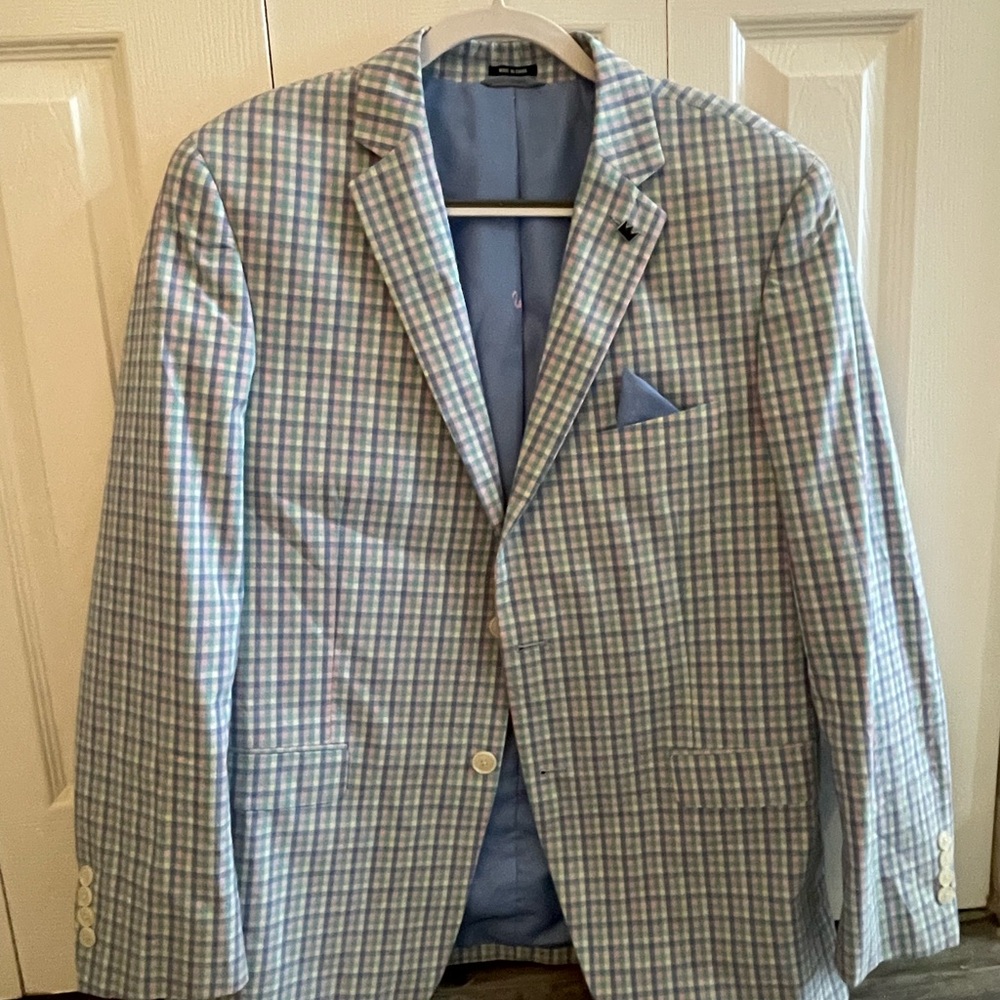Men's Blue Checkered Blazer
